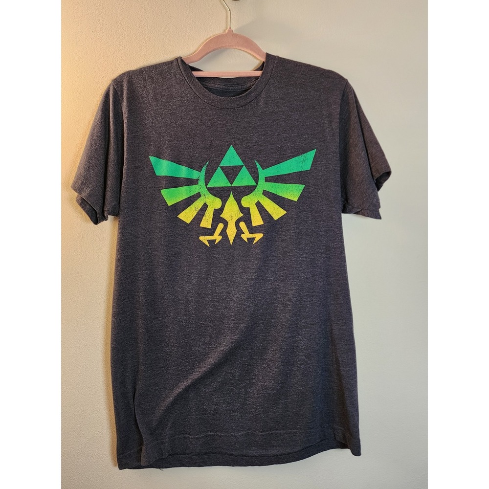Legend of Zelda Mens Hylian Crest Triforce Graphic T-Shirt Gray Nintendo M